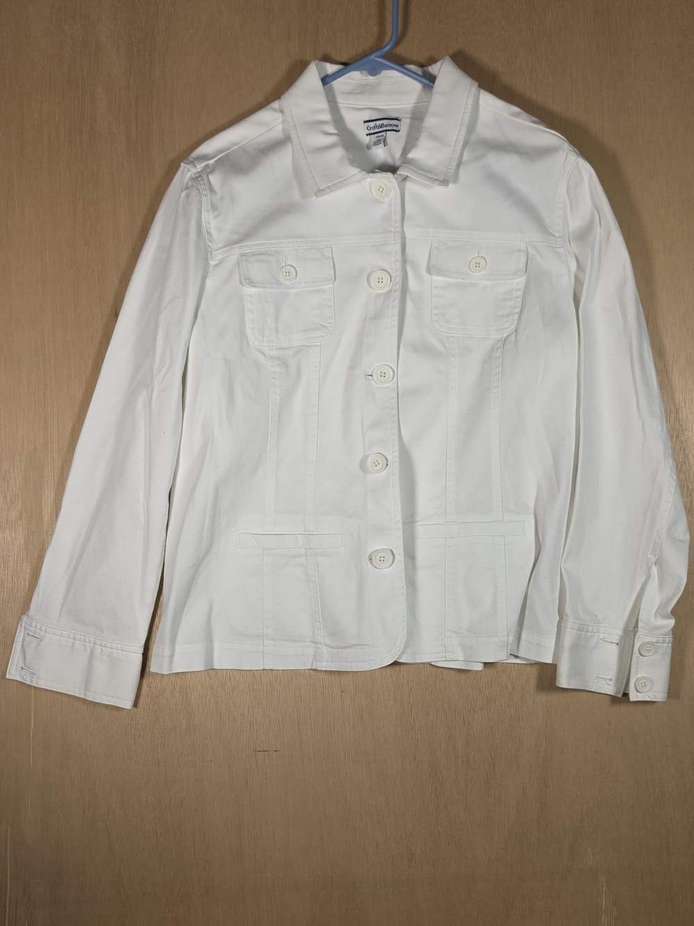 croft & barrow Women's White Button-Front Denim Jacket